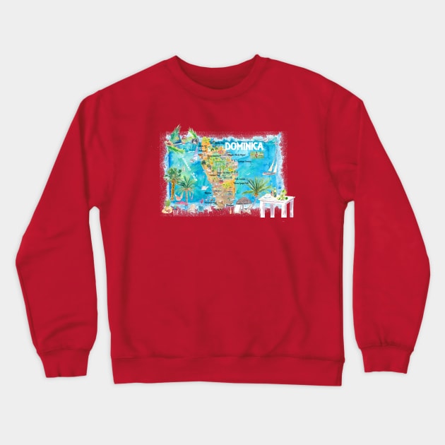 Dominica_ Illustrated_ Travel_ Map_ with_ Roads_ and_ HighlightsXS Crewneck Sweatshirt by artshop77